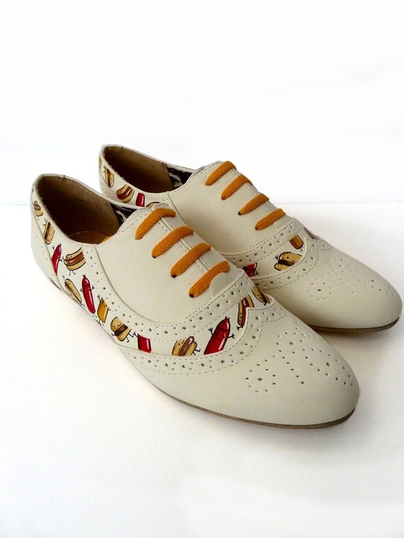 Hand Painted Junk Food Brogues - Sz UK 7, US 9, Eur 40