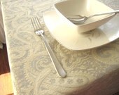 Gold tablecloth-LAME Modern fancy paisley print shimmery  rectangle long 235 cm  92.5"  custom size table cloth-home decor gold