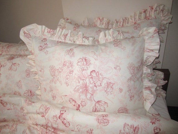 Pink Floral Ruffle Euro Shams Pillow Sham 26 Inch By Nurdanceyiz