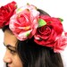 Rose Flower Crown - Raspberry Pink and Red, Velvet Rose Flower Crown. Spring Accessory, Frida Kahlo, Lana Del Ray, High Fashion