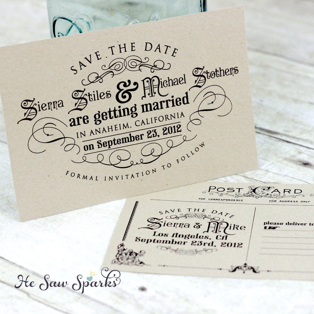 Vintage Postcard Save The Date - DIY - Printable - the Timeless Suite