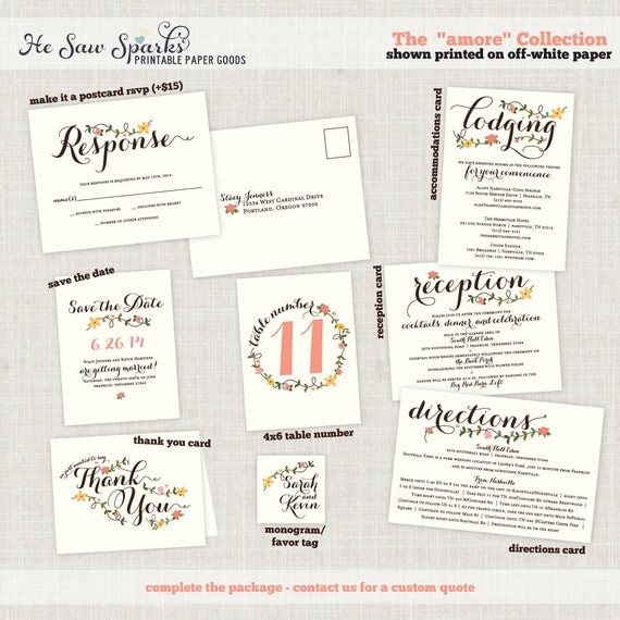 Printable Wedding Invitation - The Amore Collection