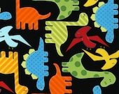 1/2 Yard - Urban Zoologie by Ann Kelle for Robert Kaufman,  Bright Dinosaurs