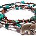 Turquoise and Coral Wrap Bracelet, Irish Waxed Linen, Glass Beaded 4 Wrap Bracelet - Jewelry by Leandra (Turquoise and Coral Bracelet))