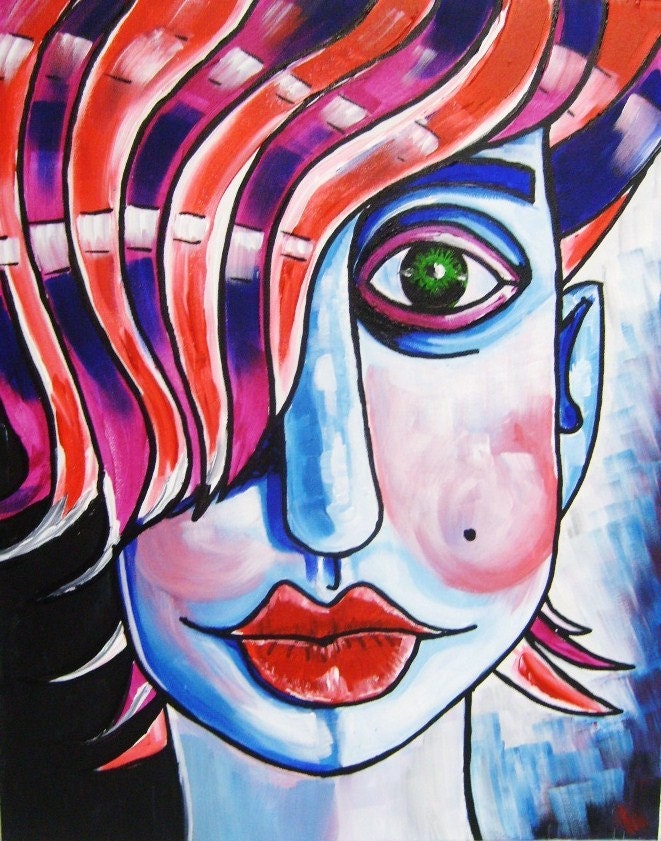 Original Abstract Wall art - One Girl - 20 x 16 - by Skye Taylor