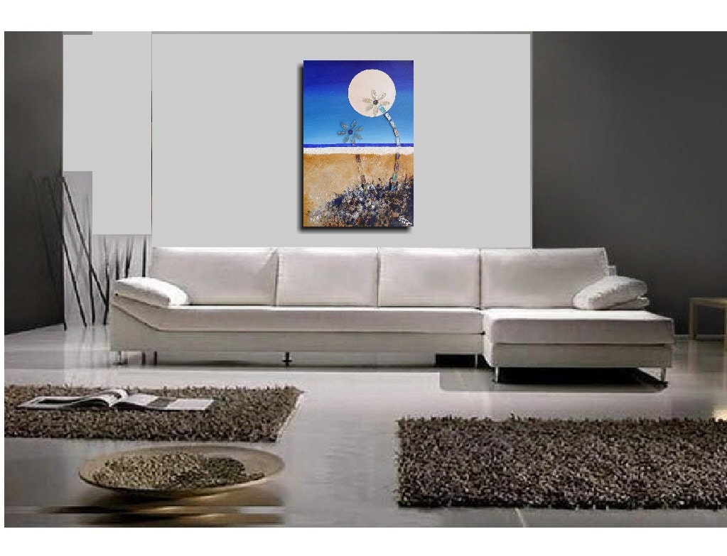 Abstract - 3D - original painting - Moonlight Beach - 36 x 24 - Skye Taylor Artist
