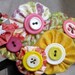 Yo-Yo and Button Flowers - Yellow and Pink - Cottage Chic
