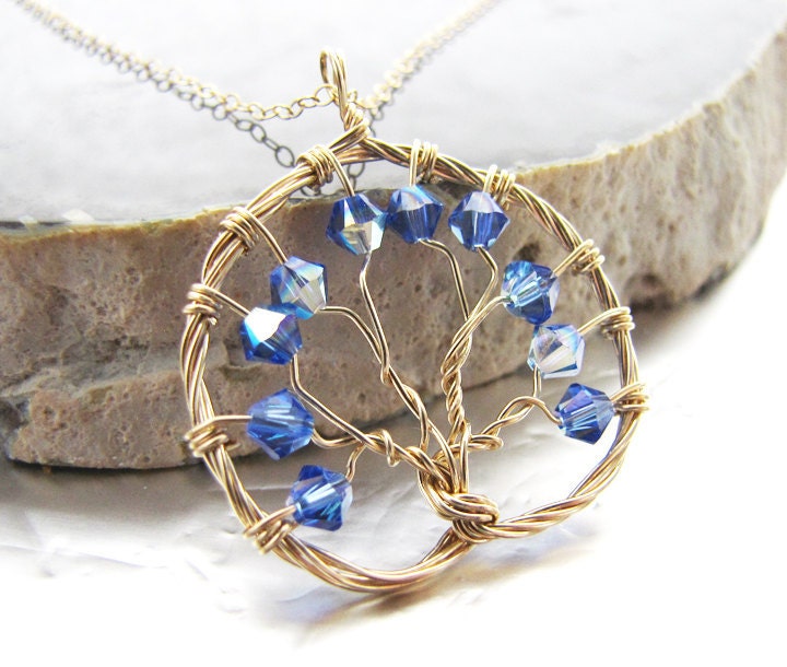 Sapphire Blue Tree of Life SEPTEMBER Birthstone Celebration Necklace
