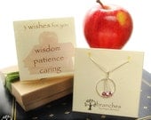 Personalized Teacher or Graduation Gift- 3 wishes, Necklace with Personalized card for teachers or grads