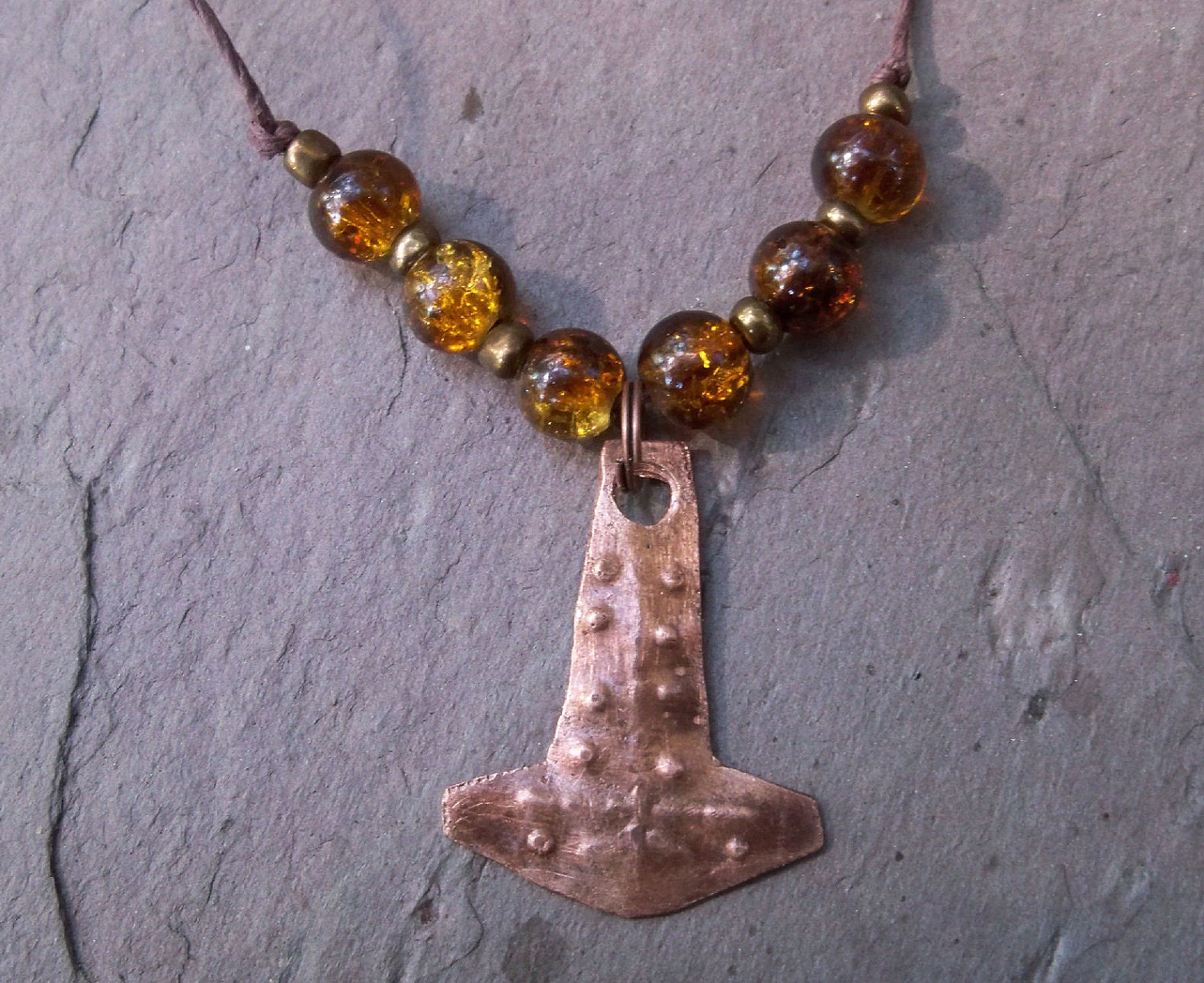 Hammered Copper Thors Hammer Amulet