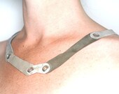 leather necklace - LIAISONS series - grey tones - free shipping