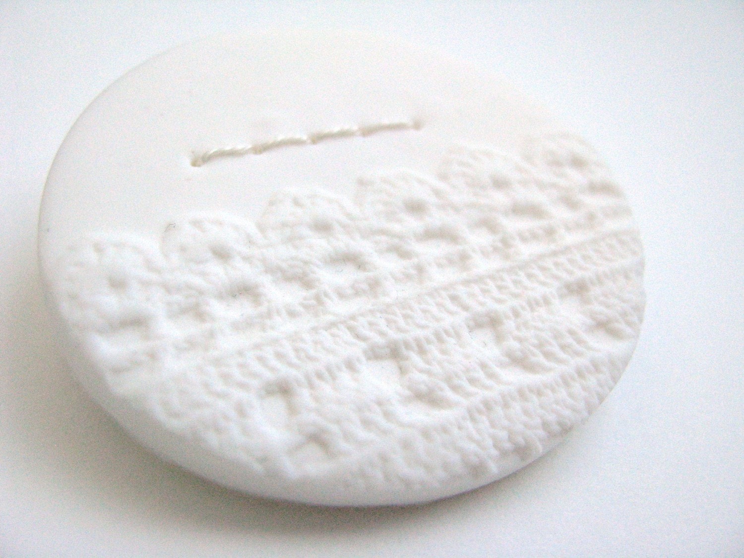 brooch with stitches - brooch WHITE NOISE series lace imprint - wedding brooch - white textured brooch