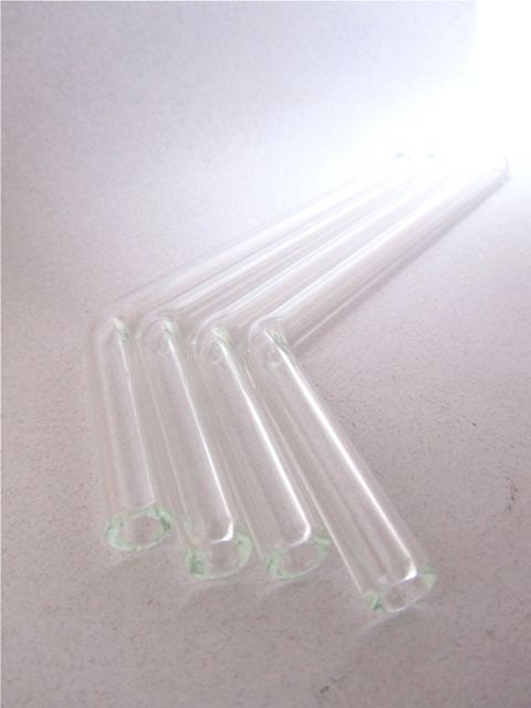 Four Clear Glass Bent Straws