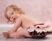 Ruffle Diaper Cover Bloomer Fancy Pants Panty Pink Ivory Brown
