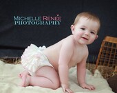 Ivory Pink Ruffle Diaper Cover Ruffle Pants Bloomer Panty - Victorian