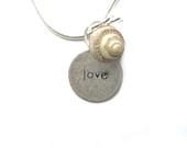 Love Word Pendant, Wedding, Bridesmaids, Gift For Her, love pure and simple, sweet minimalist, beach, 20% off orders of 2 or more.