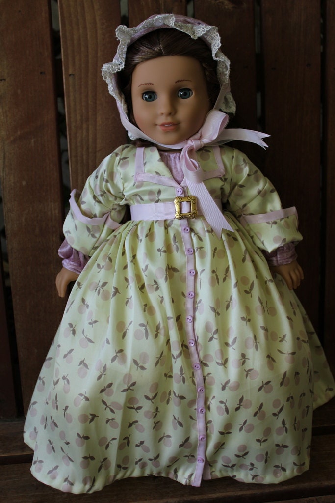 1860's robe style day dress, 4 piece set for 18in American girl dolls (Cecile, Marie grace)