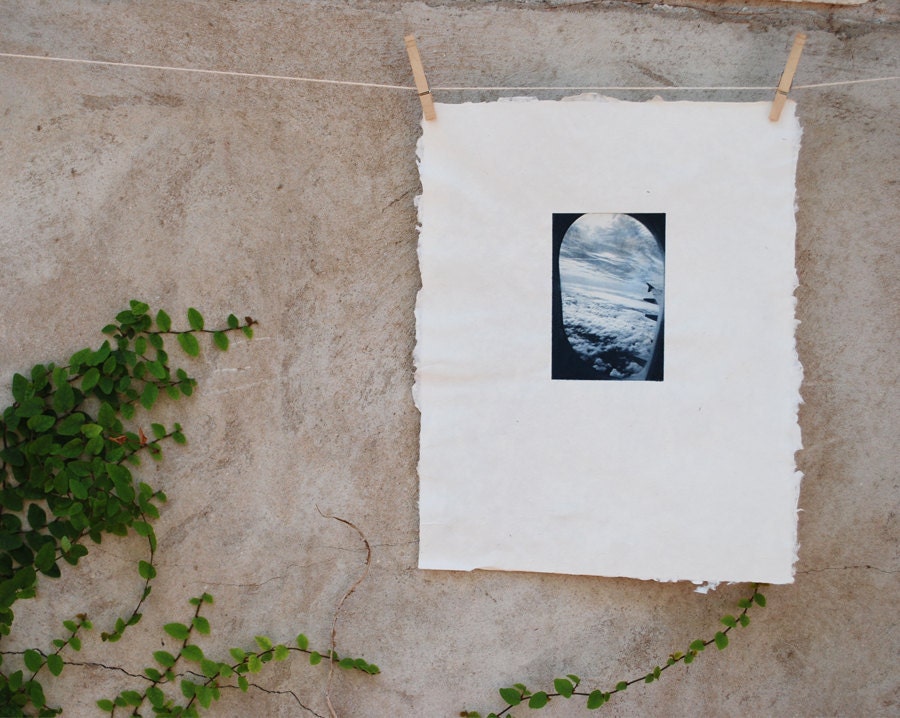 etching, Anticipating you, my love solarplate etching on handmade paper - 88editions