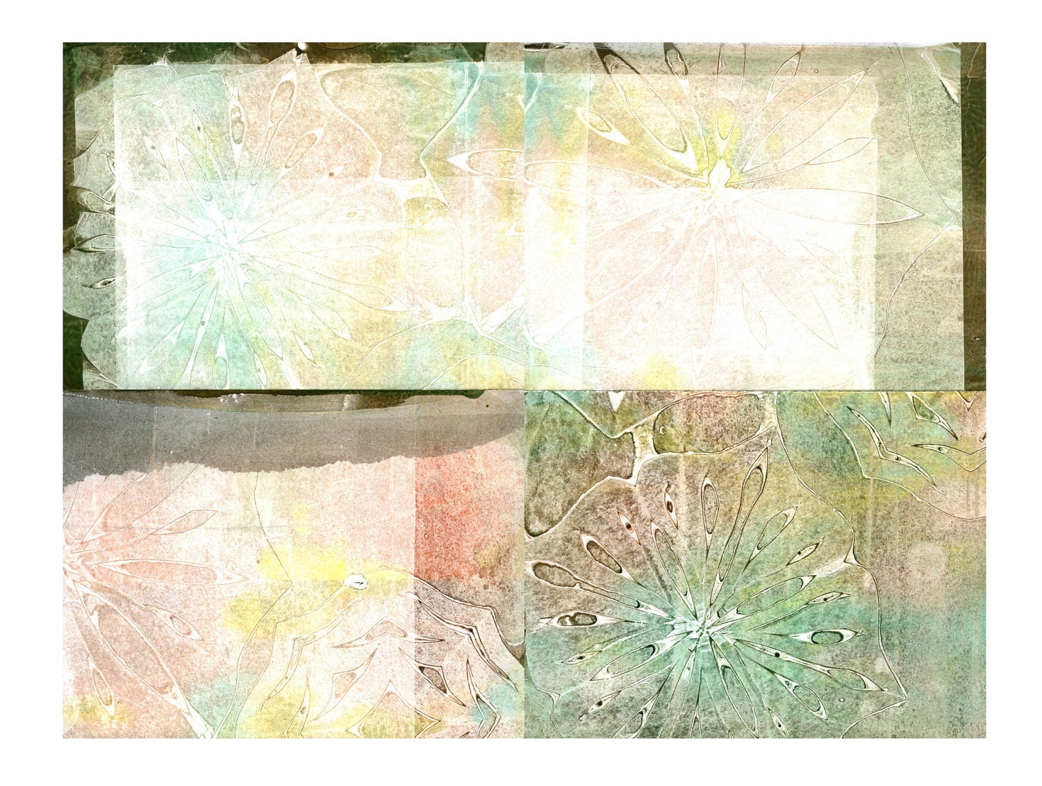 blank note card set of 4, original monoprints