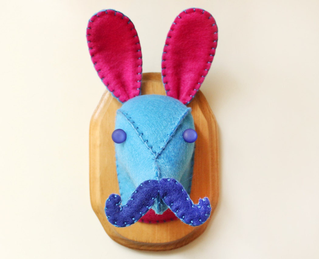 Free Shipping - The Mustachioed Deerabbit - Faux Taxidermy Hand-Stitched Plush Trophy