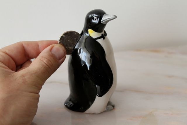 Vintage penguin ceramic piggy bank by sersonart on Etsy