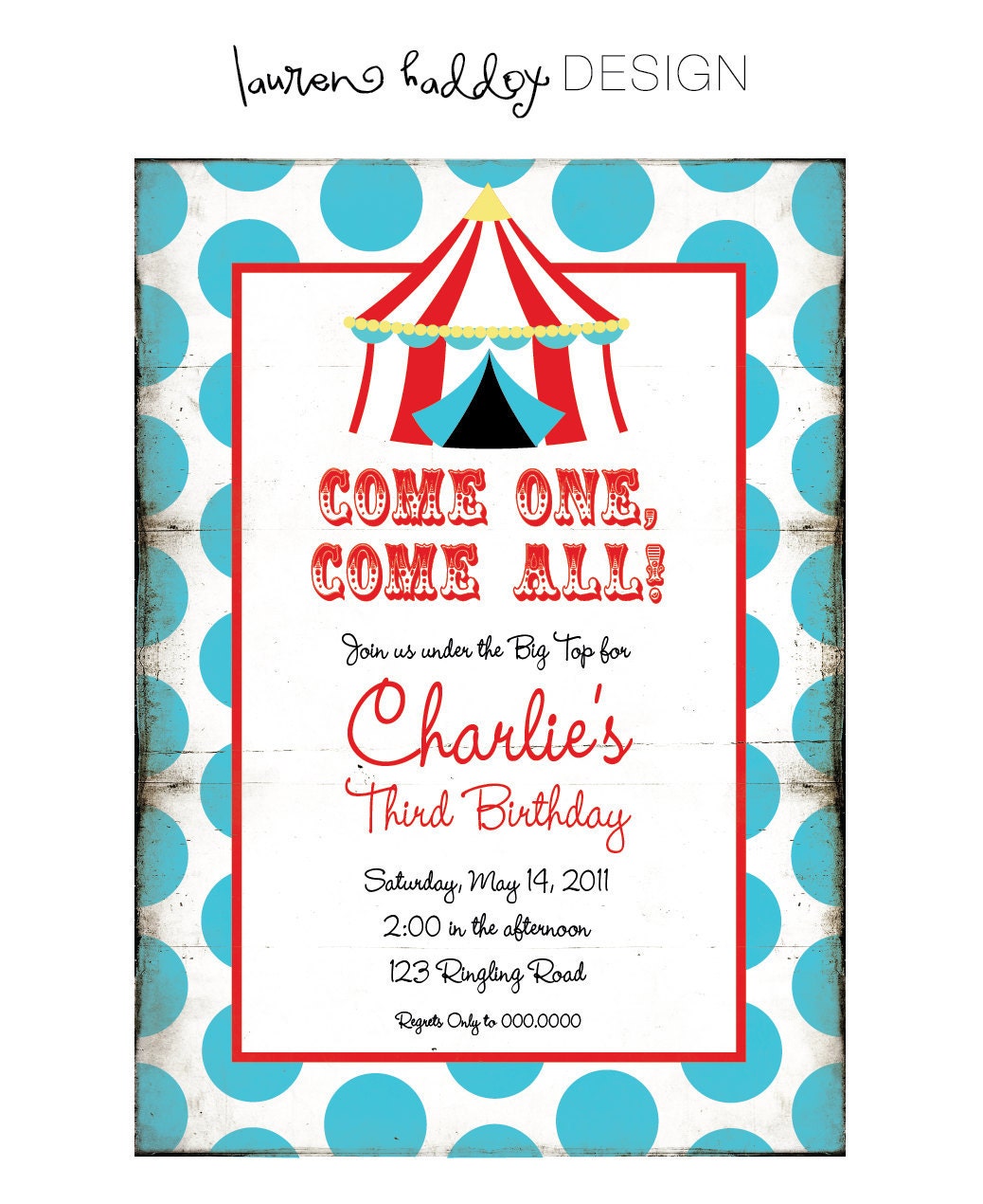 Vintage Circus Birthday Party INVITATION Il_570xn