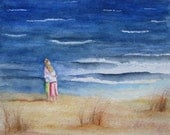 Beach Lovers, Barbara Rosenzweig, Art Print, Etsy, Reproduction of Original Watercolor Painting