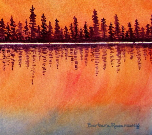 Fire Sky Sunset, Barbara Rosenzweig, Art Print, Etsy, Reproduction of Original Watercolor Painting