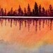 Fire Sky Sunset, Barbara Rosenzweig, Art Print, Etsy, Reproduction of Original Watercolor Painting
