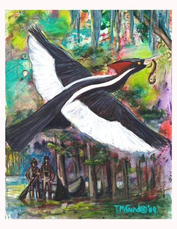8x10in Bird original art print by T.M.Gand: Ghost Bird