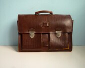 Vintage 70s satchel laptop bag briefcase brown burgundy leather