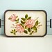 Floral Decor Porcelain Tray Pink Rose Green Leaves rectangular reticulated