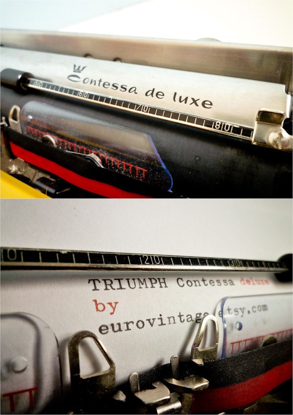 Vintage Contessa DeLuxe Yellow Typewriter Portable Manual Triumph Adler
