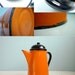 Vintage enamel orange teapot coffee kettle