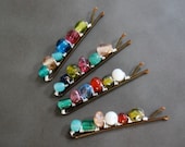 Bobby Pins  Candy Store  wire wrapped hair accessory with multi colored glass beads Fashion LoveandCherish