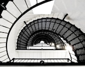 St. Augustine Lighthouse Stairway - 8x12 - Black and White