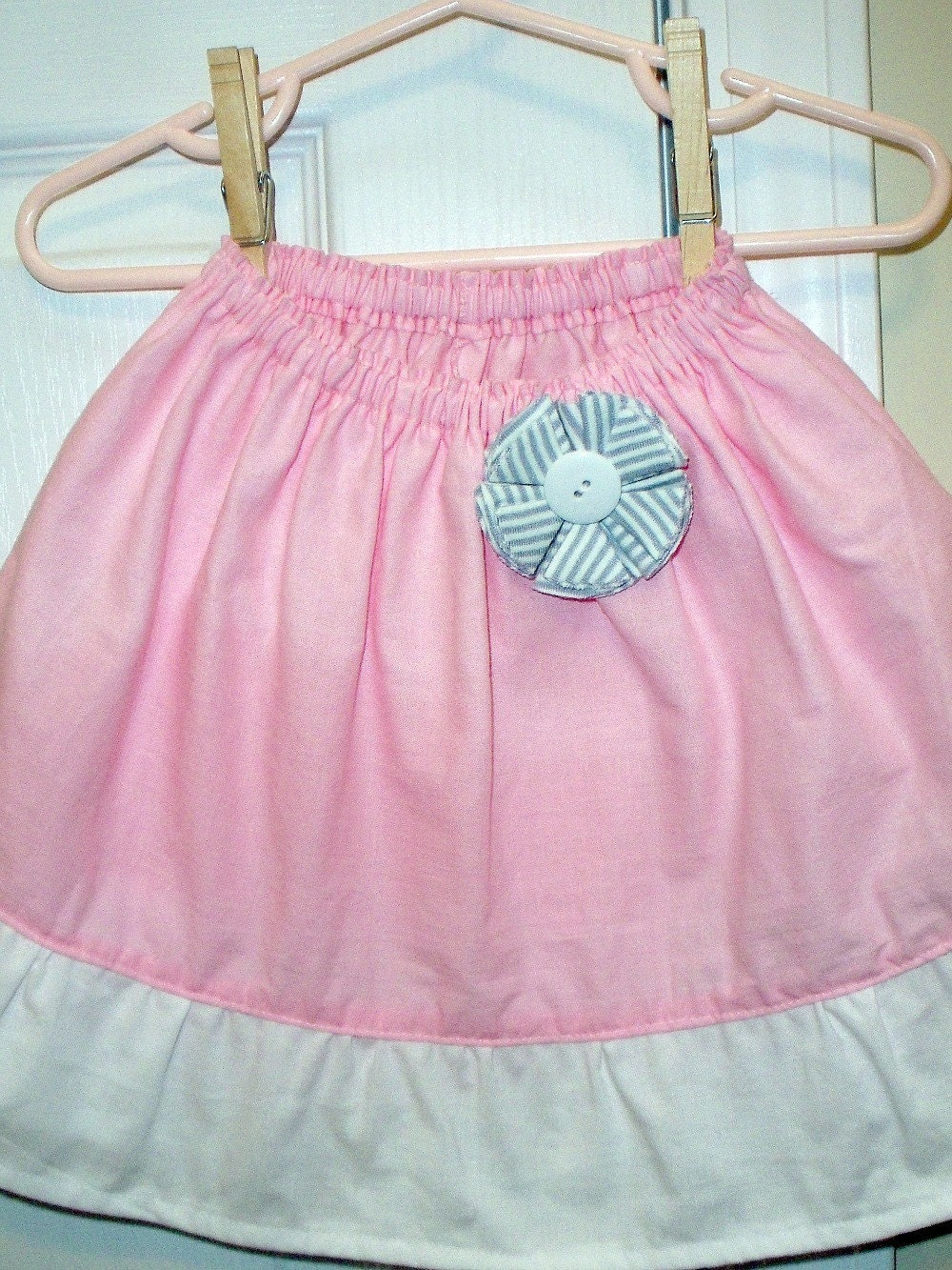 Pink and White Lily Ruffle Skirt (2T-3T/Ready to Ship)
