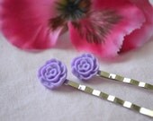 Purple Pansy Cabochon Bobby Pins