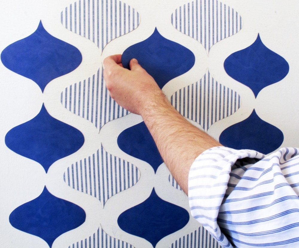 Interactive wallpaper - large magnetic wall art set - blue, white motif