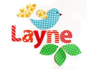 Custom name decals - 5 letters with character - reuseable, removable personalized fabric wall stickers, custom colors