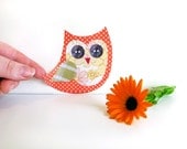 little orange owl decal - reusable, restickable fabric wall sticker