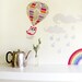 Up, Up & Away decals - reuseable fabric wall stickers, hot air balloon, owl, rainclouds