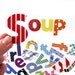 alphabet soup magnets - 26 letters, bold bright colours, complete alphabet a-z