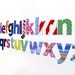 alphabet soup magnets - 26 letters, bold bright colours, complete alphabet a-z