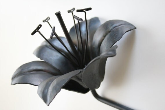 6th Wedding Anniversary Gift Forged Iron TIGER LILY Handmade Metal Steel Flower