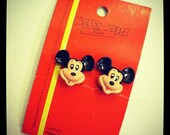 Vtg 80s Mickey Mouse Head Clip On Earrings - Brand New