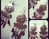 Vtg Style Silver Lady Cameo Charm Earrings