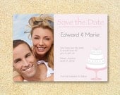 Wedding save the date photo invitation- First Cake- Bridal Shower, Bachelorette party, Wedding Invitation, Thank You.