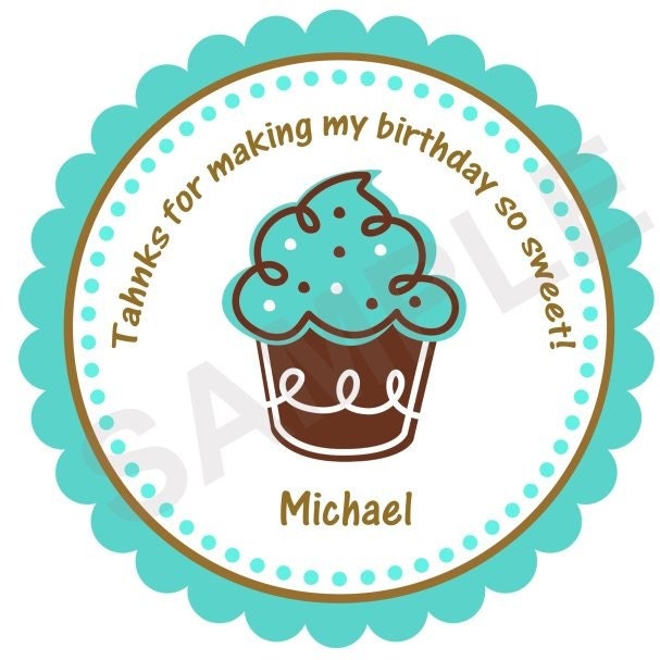 Sweet Cupcake - Personalized Stickers, Custom, Labels, Gift Tags, Envelope Seals, Address Labels, Party Favor, Baking, Goodie Bags, Treats, Birthday, Baby Shower, Party, Set of 20 (2" Round) or 12 (2.5" Round)