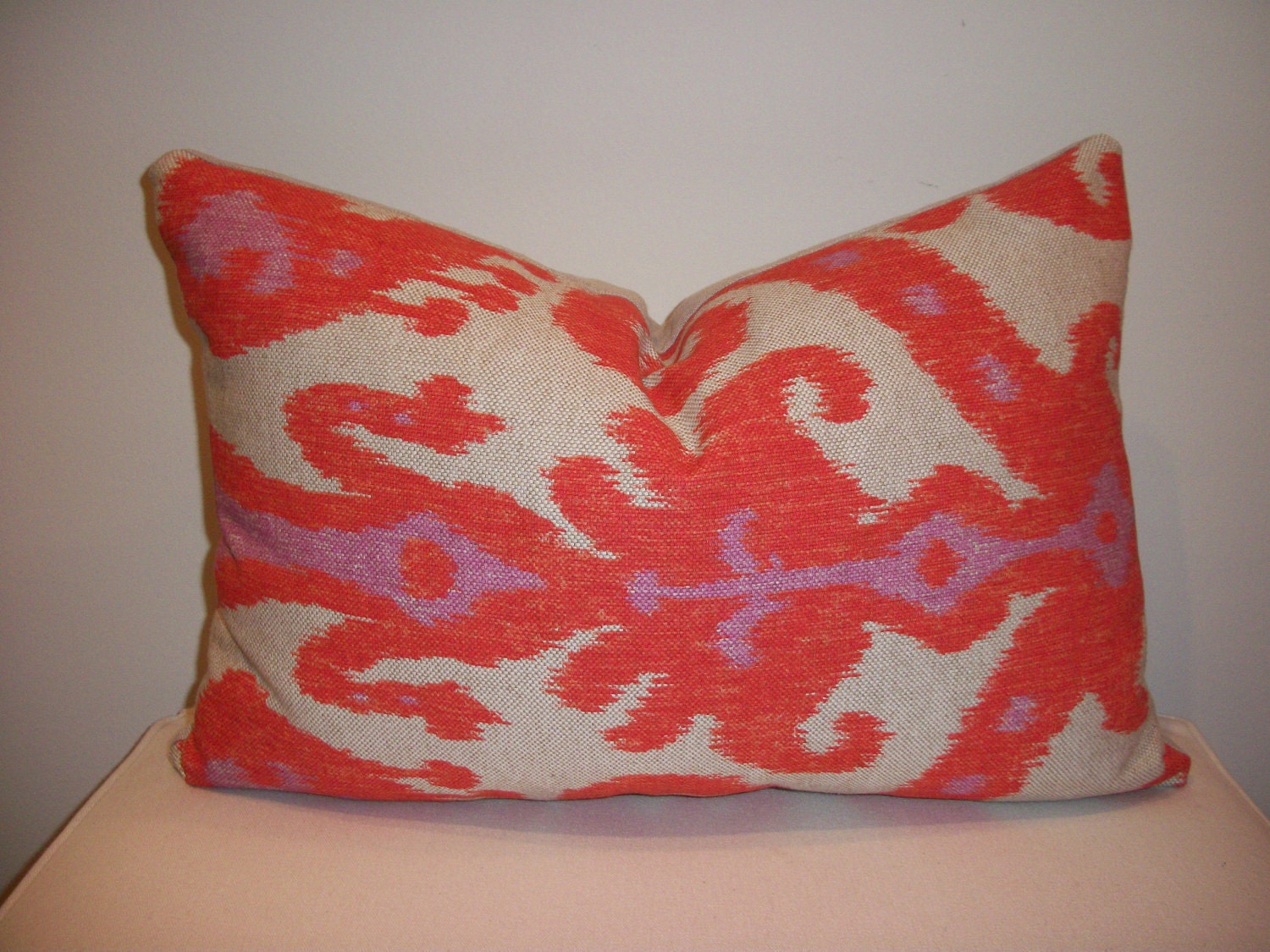 13 x 19 Orange and Lavender Ikat  Pillow Cover